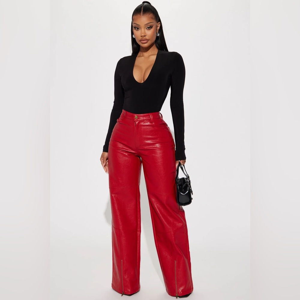 Size XL Red Faux Leather Pants